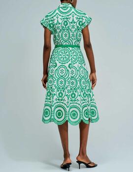 Vestido Salsa bordado inglés verde