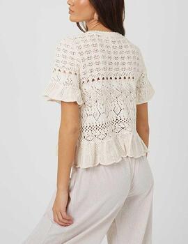 Cárdigan Brave Soul volantes crema