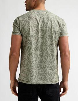 Camiseta Petrol estampada verde