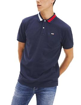 Polo Tommy Jeans Flag Neck marino