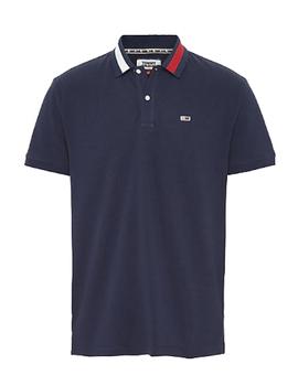 Polo Tommy Jeans Flag Neck marino