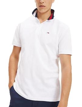 Polo Tommy Jeans Flag Neck blanco