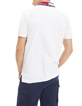 Polo Tommy Jeans Flag Neck blanco