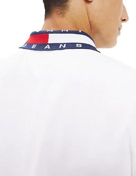 Polo Tommy Jeans Flag Neck blanco