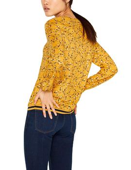 Blusa Esprit con remate de jersey amarillo
