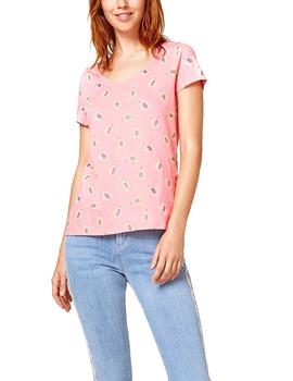 Camiseta Esprit estampado tropical rosa