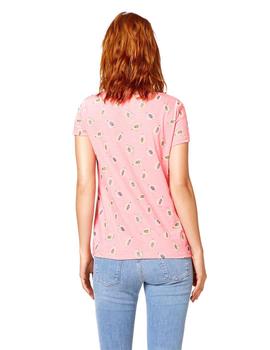 Camiseta Esprit estampado tropical rosa