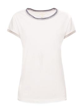 Camiseta Esprit bandas brillantes blanco