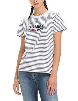 Camiseta Tommy Jeans Striped Chest blanco