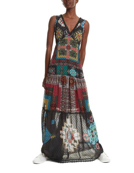 Suri aves de corral Pacífico Vestido Desigual Nicole étnico verde