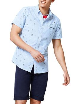 Camisa Esprit manga corta estampada azul