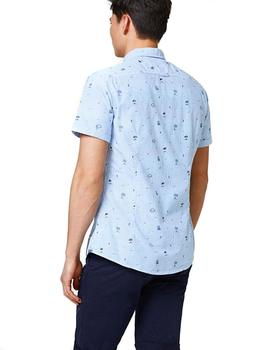 Camisa Esprit manga corta estampada azul