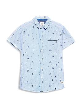 Camisa Esprit manga corta estampada azul