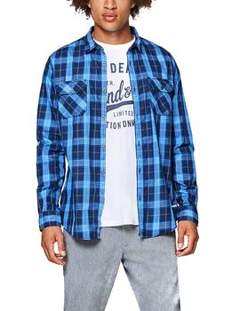  Camisa Esprit manga larga cuadros azul