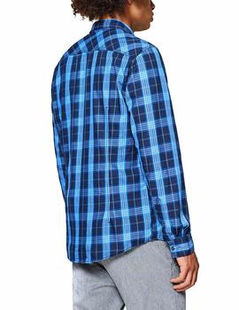 Camisa Esprit manga larga cuadros azul