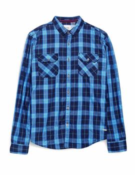  Camisa Esprit manga larga cuadros azul
