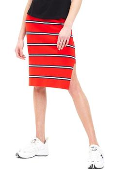 Falda Tommy Jeans Stripe Pencil rojo