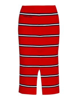 Falda Tommy Jeans Stripe Pencil rojo