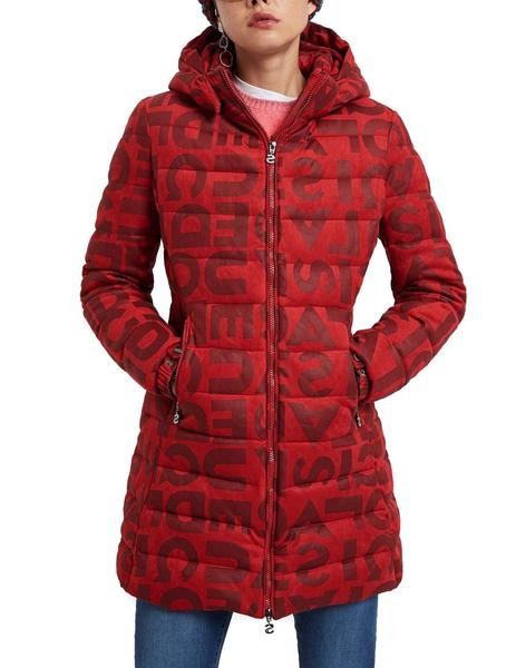 Chaqueta Desigual acolchada larga Letras rojo