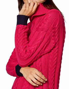 Jersey Esprit cuello vuelto fucsia