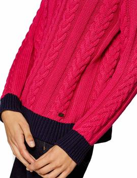 Jersey Esprit cuello vuelto fucsia