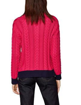 Jersey Esprit cuello vuelto fucsia