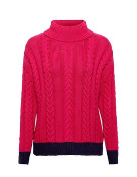 Jersey Esprit cuello vuelto fucsia