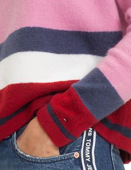 Jersey Tommy Jeans Regular Stripe rosa