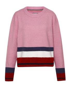 Jersey Tommy Jeans Regular Stripe rosa