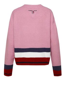 Jersey Tommy Jeans Regular Stripe rosa