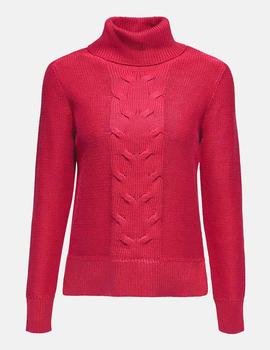 Jersey Esprit cuello vuelto fucsia